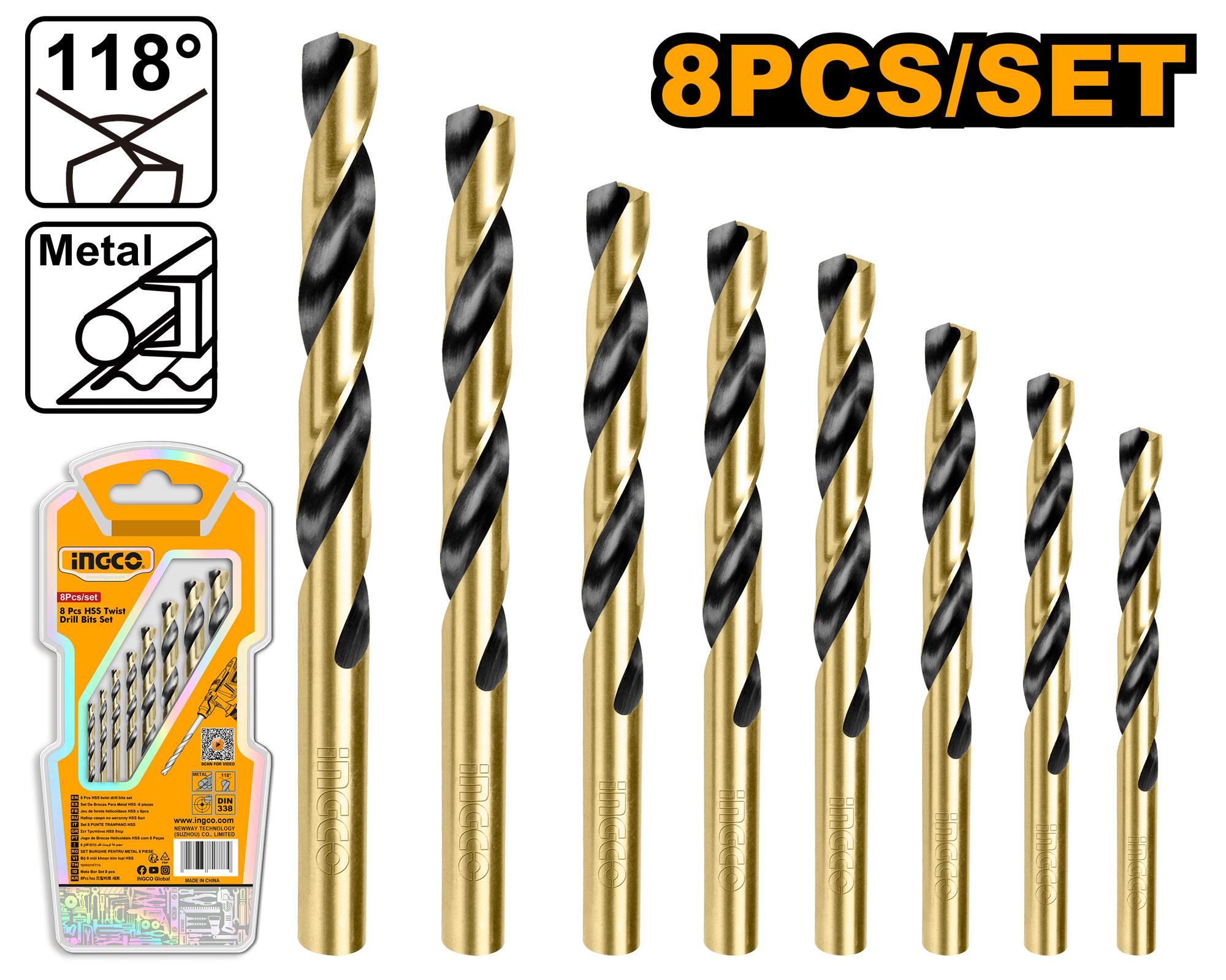 Σετ Τρυπάνια HSS 8τεμ INGCO AKDB0801
