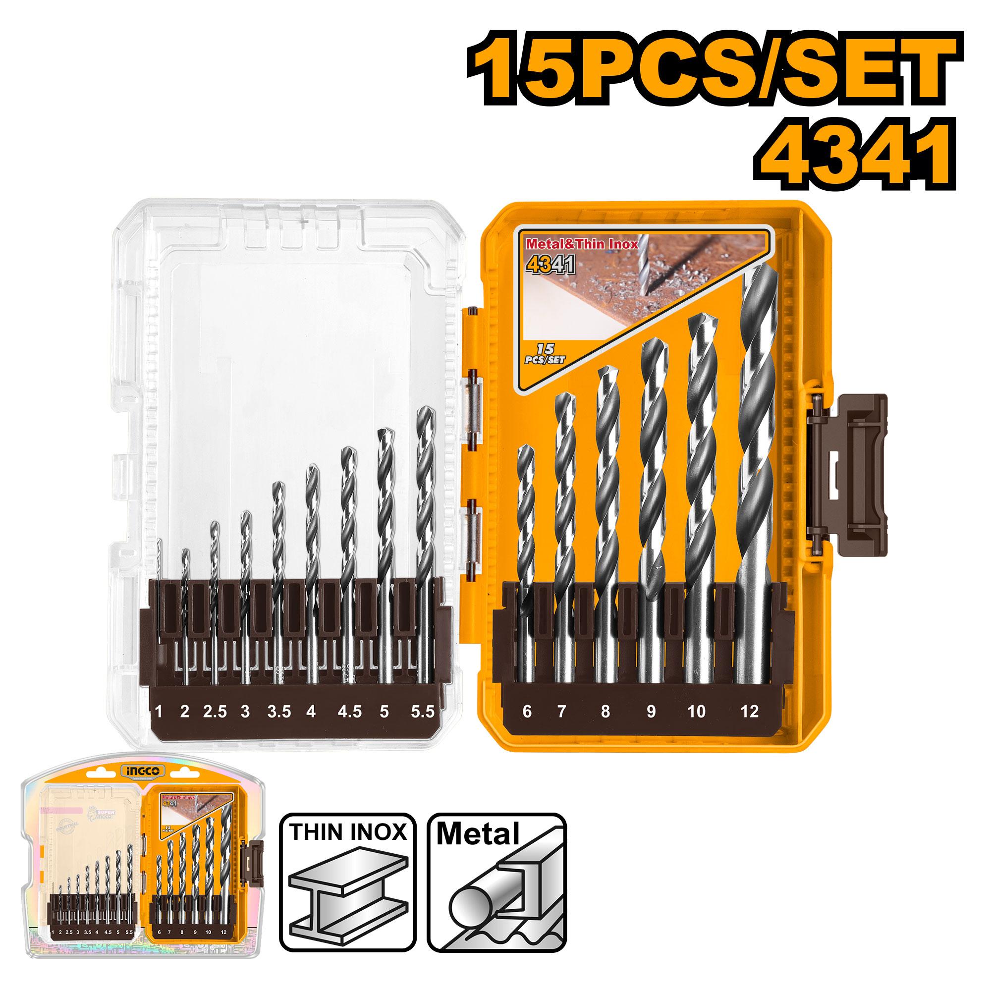 Τρυπάνια σετ HSS 15τεμ INGCO AKDL51506