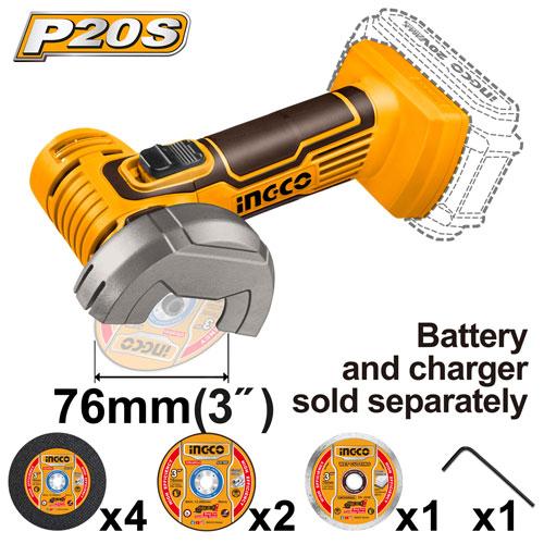 Μίνι Γωνιακός Τροχός Μπαταρίας INGCO CAGLI76011