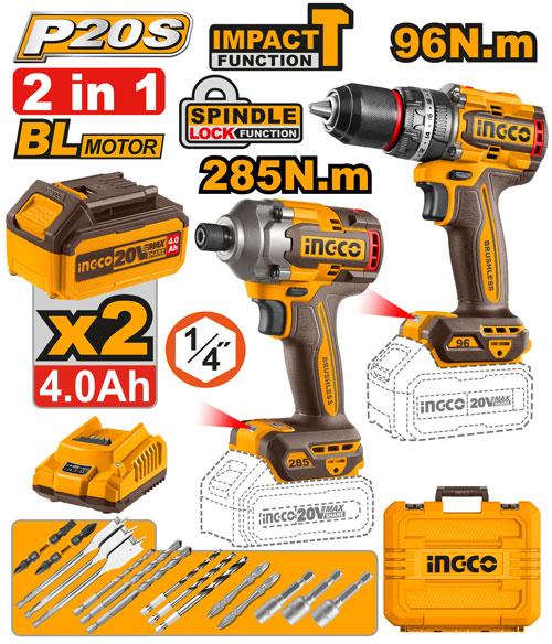 Σετ εργαλείων μπαταρίας 2 τεμ INGCO CKLI209628
