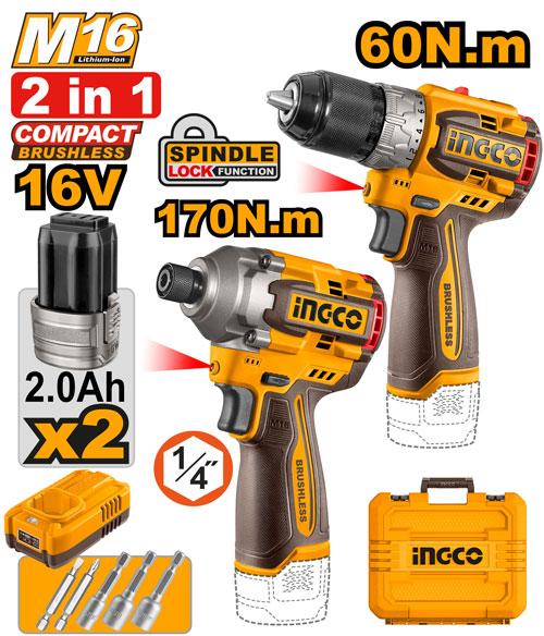 Σετ εργαλείων μπαταρίας 2 τεμ INGCO COSLI240968E