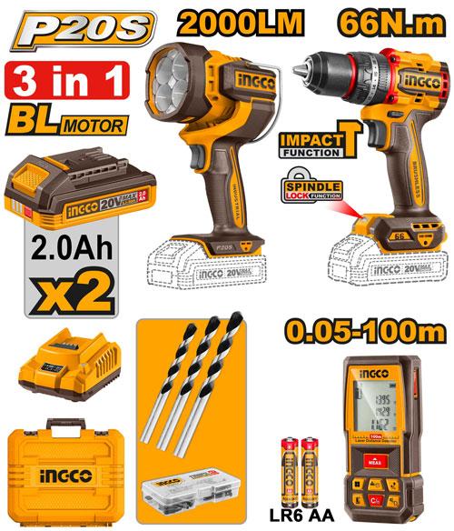 Σετ εργαλείων μπαταρίας 3 τεμ INGCO COSLI250885E