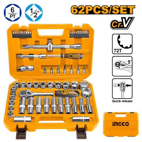 Καρυδάκια 1/2" Σετ 62τεμ INGCO HKTS12602